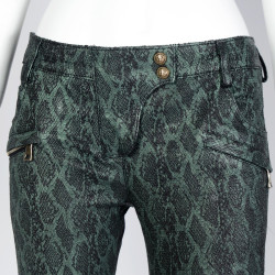 Pantalon Jean's BALMAIN cuir façon python vert dégradé T38