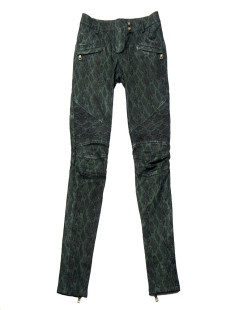 Pantalon Jean's BALMAIN cuir façon python vert dégradé T38