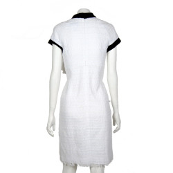 Robe CHANEL T 38 tweed blanche et noire