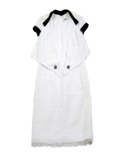 Robe CHANEL T 38 tweed blanche et noire