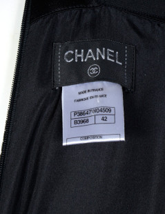 Jupe plissée CHANEL T 42 plissée tweed noir