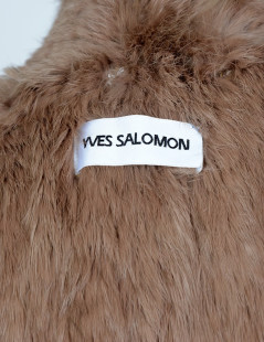 Veste YVES SALOMON fourrure tricotée marron clair