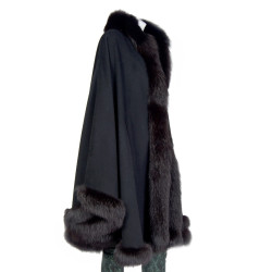 Cape GERARD BABIN drap de laine et renard noir