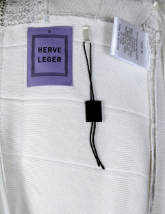 Robe HERVE LEGER T M blanc et argenté