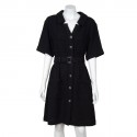 Robe "Paris-Singapour" CHANEL T42 en tweed noir