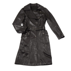 Trench VERSACE Classic cuir souple noir