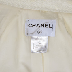 Veste CHANEL T 36 tweed ivoire et dentelle