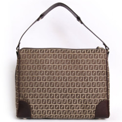 Sac sacoche FENDI toile monogram et cuir marron