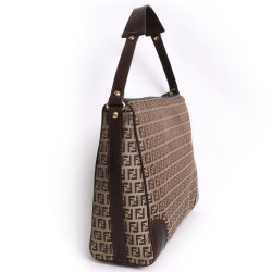 Sac sacoche FENDI toile monogram et cuir marron