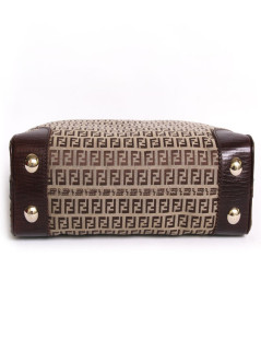 Sac sacoche FENDI toile monogram et cuir marron