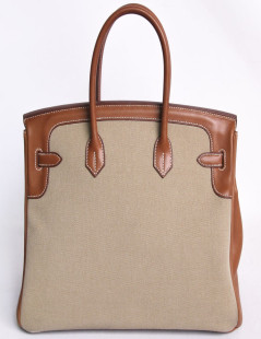 Sac Birkin 35 HERMES veau barenia et toile