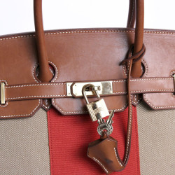 Sac Birkin 35 HERMES veau barenia et toile