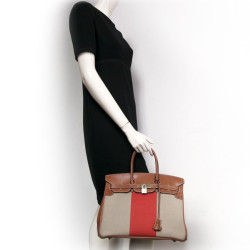 Sac Birkin 35 HERMES veau barenia et toile