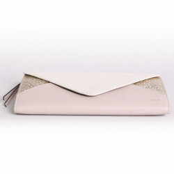 Portefeuille CHLOE beige, rose et doré