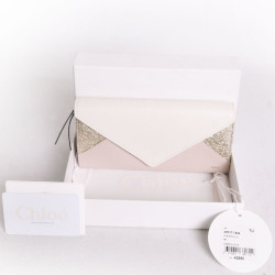 Portefeuille CHLOE beige, rose et doré