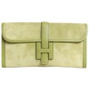  Pochette Jige HERMES veau velours vert pistache