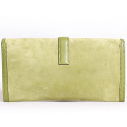  Pochette Jige HERMES veau velours  vert pistache