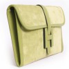  Pochette Jige HERMES veau velours vert pistache