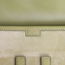  Pochette Jige HERMES veau velours  vert pistache