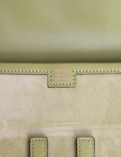  Pochette Jige HERMES veau velours  vert pistache