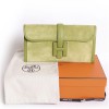  Pochette Jige HERMES veau velours vert pistache