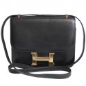 Mini bag "Constance" HERMÈS vintage black box leather