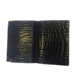 portefeuille MORABITO crocodile noir et bords en or 18 carats