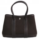 Sac "garden party" HERMES PM toile et cuir marron