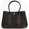 Sac "gardenparty"HERMES mini toile et cuir marron