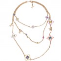 LOUIS VUITTON necklace triple ranks multicolor gilded metal