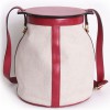 Sac "Tambour" HERMES cuir grainé rouge