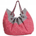 Sac de plage CHANEL toile corail