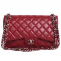 CHANEL Jumbo red caviar leather bag