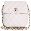 White vintage CHANEL quilted leather bag