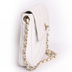 Sac CHANEL cuir matelassé blanc vintage