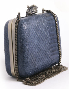 Bag pouch HOUSE OF HARLOW 1960 leather way blue oil snake