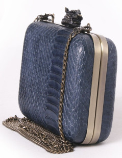 Bag pouch HOUSE OF HARLOW 1960 leather way blue oil snake