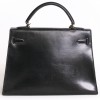 Sac Kelly 32 HERMES cuir box noir