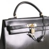 Sac Kelly 32 HERMES cuir box noir