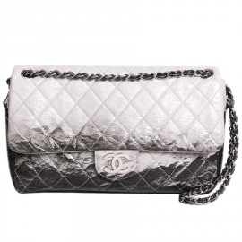 Gray and black glossy leather CHANEL bag