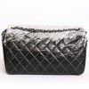 Gray and black glossy leather CHANEL bag