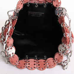 PACO RABANNE bag in coral leather and palladium metal