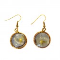 Nails Marguerite of Valois glass block and leaf earrings gold