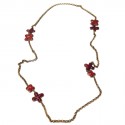 MARGUERITE of VALOIS long necklace in gilt metal and molten glass