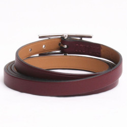 Bracelet triple tours HERMES en cuir bordeaux