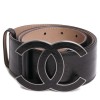 Ceinture CHANEL T 90 cuir noir et boucle double C gainée de cuir