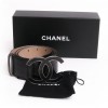 Belt CHANEL T 90 black leather and double loop "C" sheathed in black leather