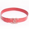 CHANEL T 90 leather belt painted orange and beautiful loop 'CC' coral and bright beads