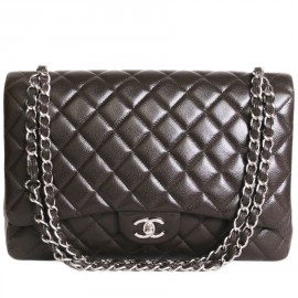 Maxi Jumbo CHANEL caviar Brown jewelry leather bag money