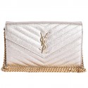 YVES SAINT LAURENT gold lame grained leather pouch bag